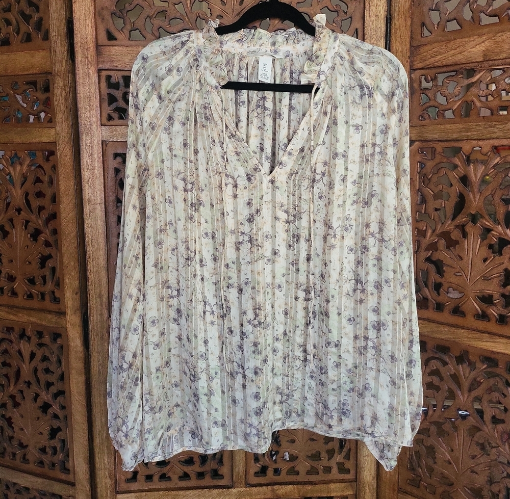 H&M Cream Floral Blouse